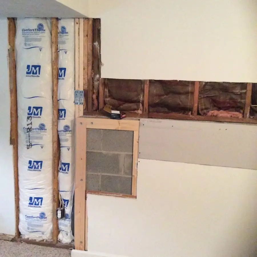 Wall insulation replacement during Basement Flood Cleanup in Fitchburg